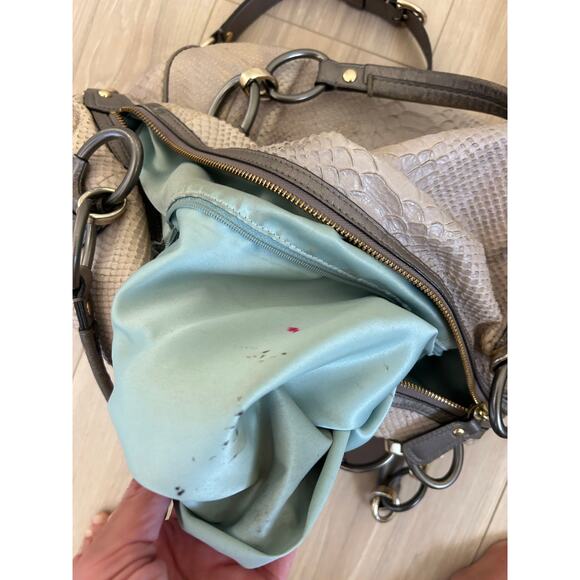 Coach Snakeskin Embossed Satchel, Gray Sage Python Print - Picture 11 of 11